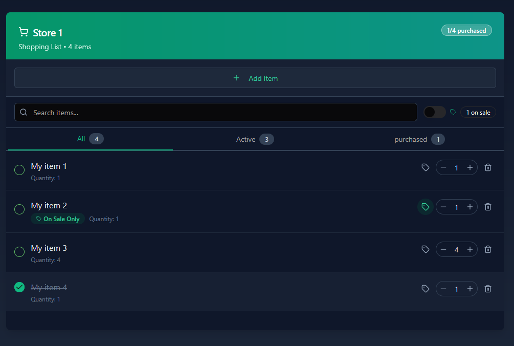 Item details and notes for precise shopping