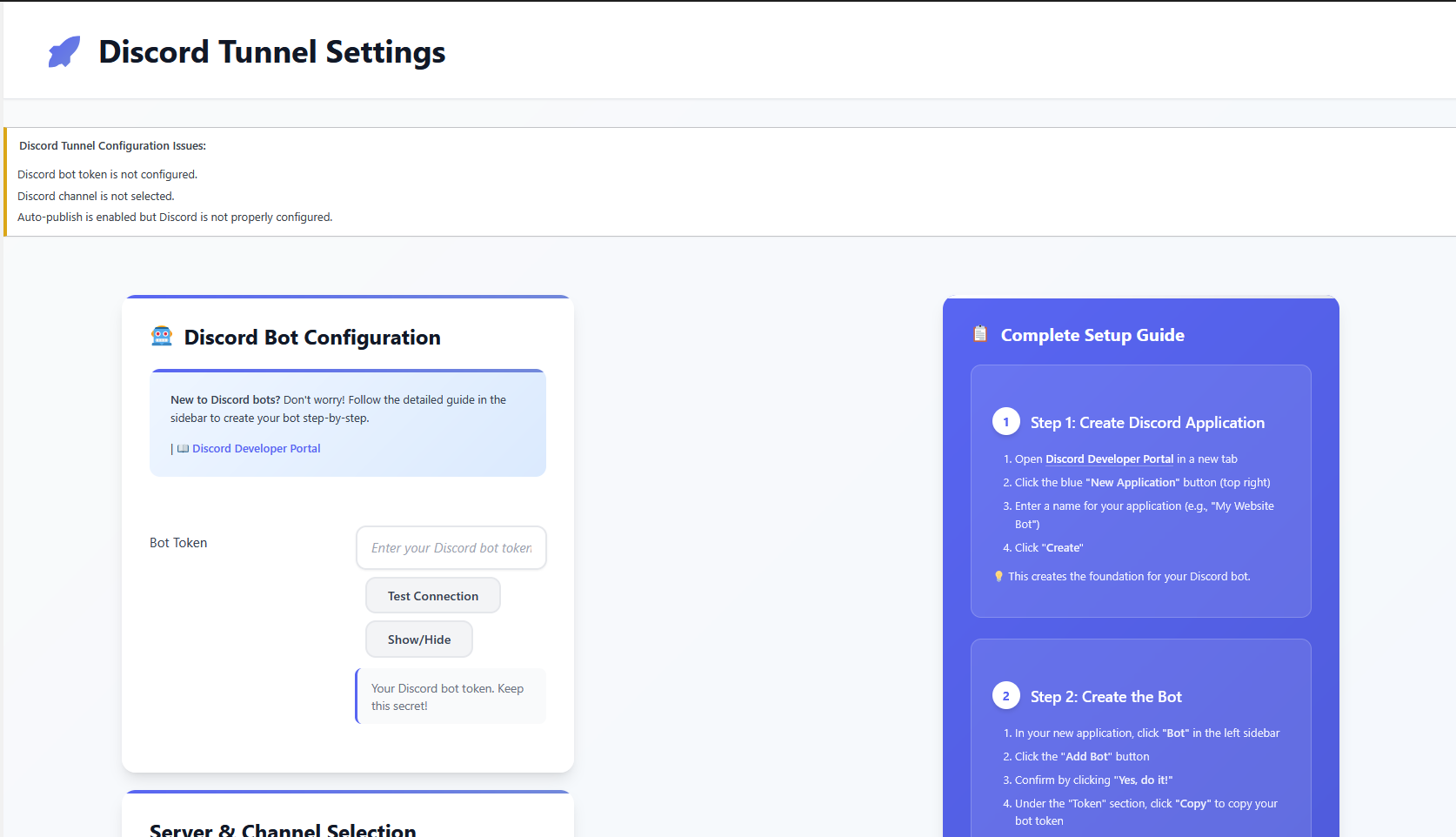 Embed Options - Configuration panel for rich embeds and content options