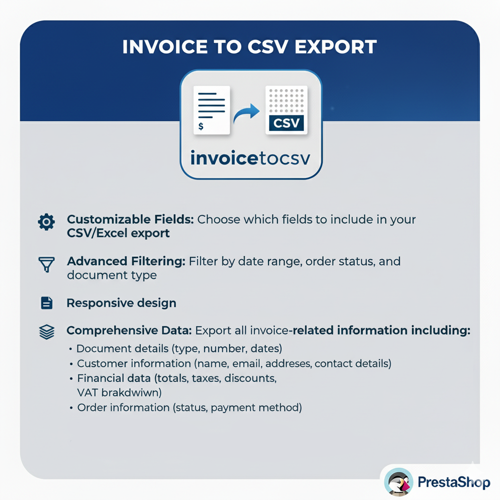 Invoice to CSV Export for PrestaShop